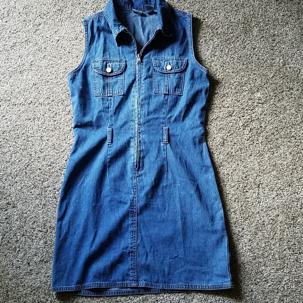Gap denim mini zip shirt shift dress 4
